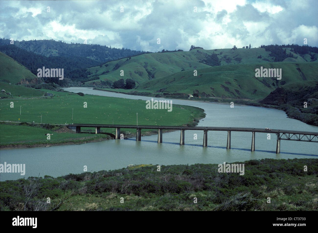 The mouth of the Russian River at Jenner in Northern California Stock Photo