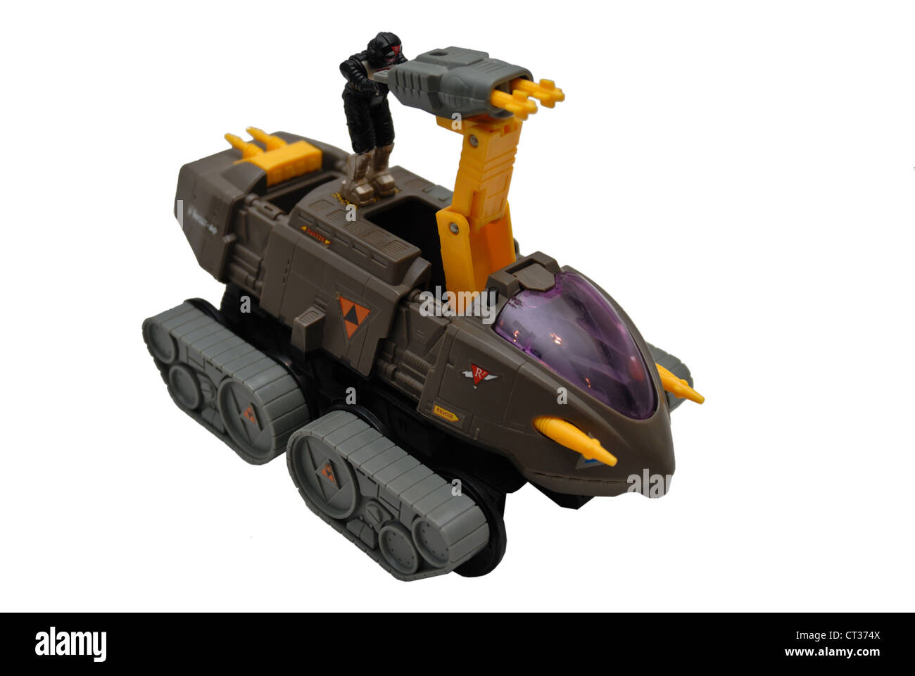 Starcom vintage space toy, land vehicle similar to a tank. Stock Photo