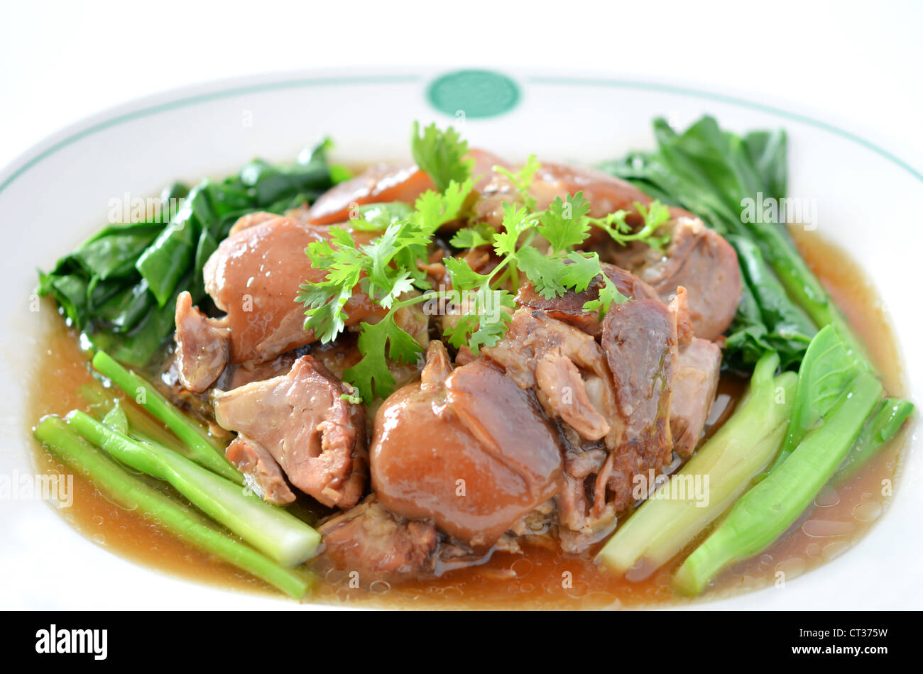 stewed pork knuckle with kale inside , chinese cuisine Stock Photo
