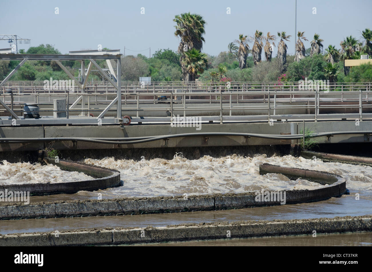 Visit in the Shafdan Wastewater Treatment Plant in Rishon Letsion on June 13, 2012, Rishon Letsion, Israel. Stock Photo