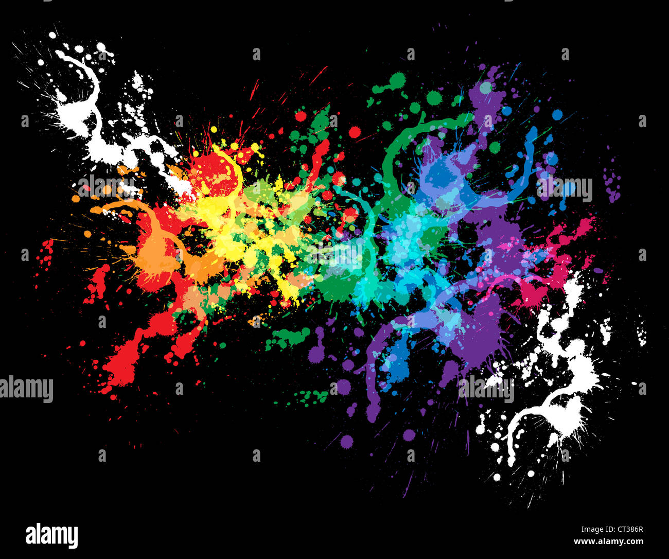 Colourful bright ink splat design with a black background Stock Photo ...