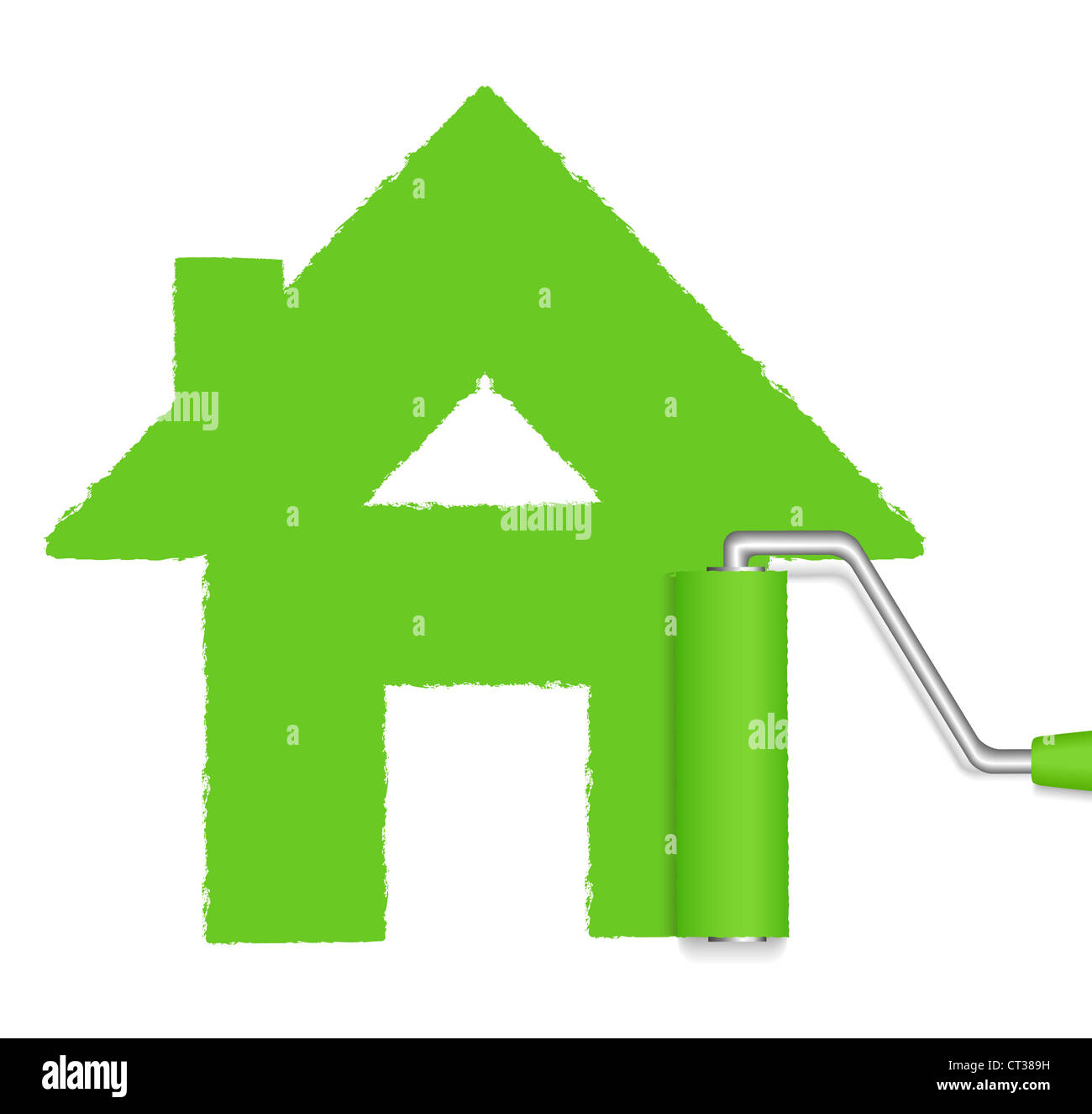 Roller painting green house Stock Photo - Alamy