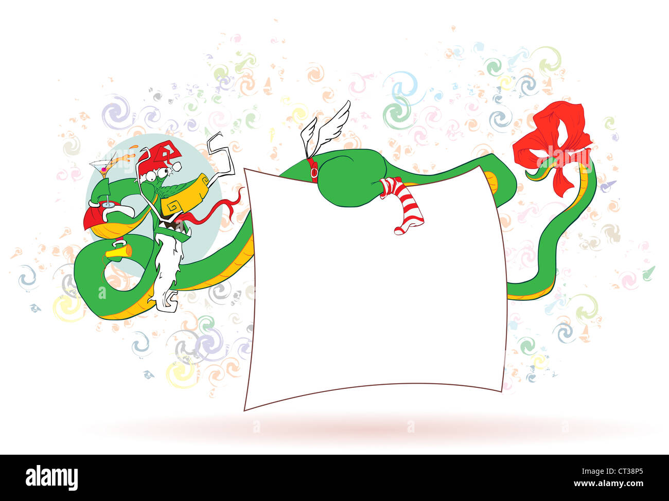 Symbol  dragon, celebrates the new year. Funny vector illustration. (All layers are made for easy editing of illustration.) Stock Photo