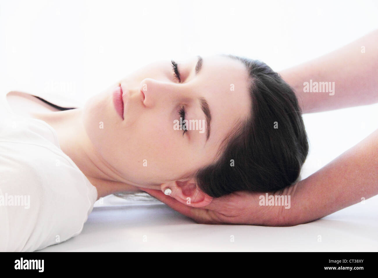 Woman having scalp massage in spa Stock Photo Alamy