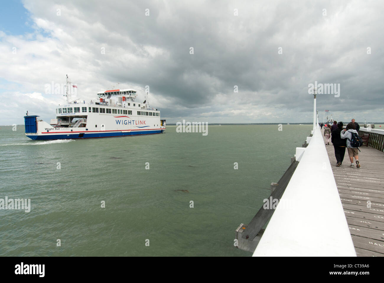 the wightlink Isle of Wight ferry leaving Yarmouth Harbour Stock Photo