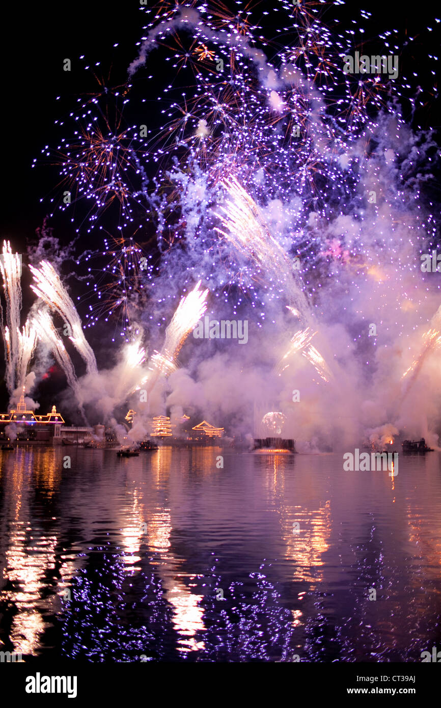 Epcot center fireworks night show Stock Photo Alamy