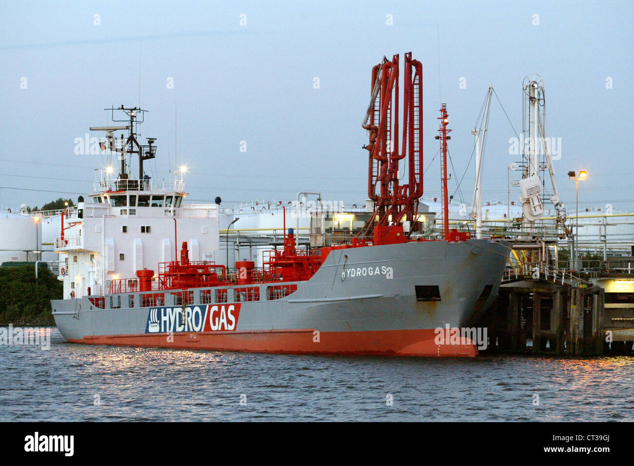 Hamburg, a tanker of Hydro Gas in Oelhafen Stock Photo