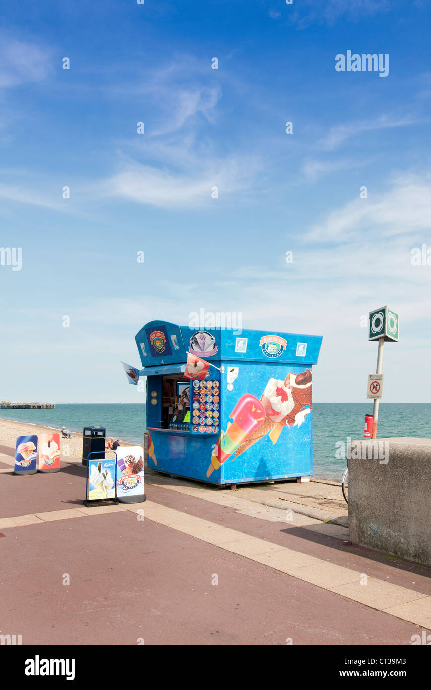 Ice cream kiosk on the seafront Stock Photo
