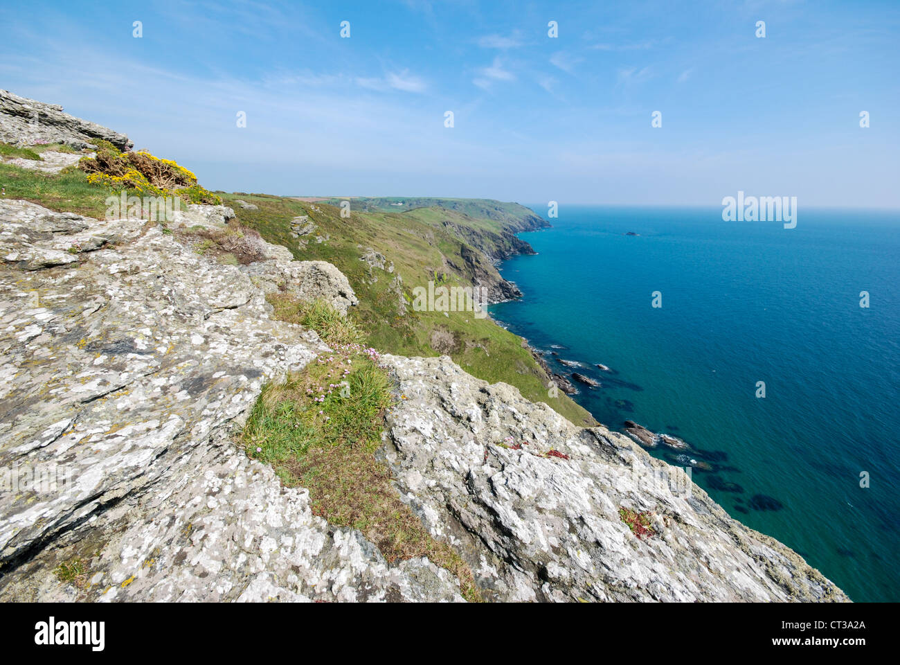 South West Coastal Path at Bolberry in the South Hams, Devon Stock Photo