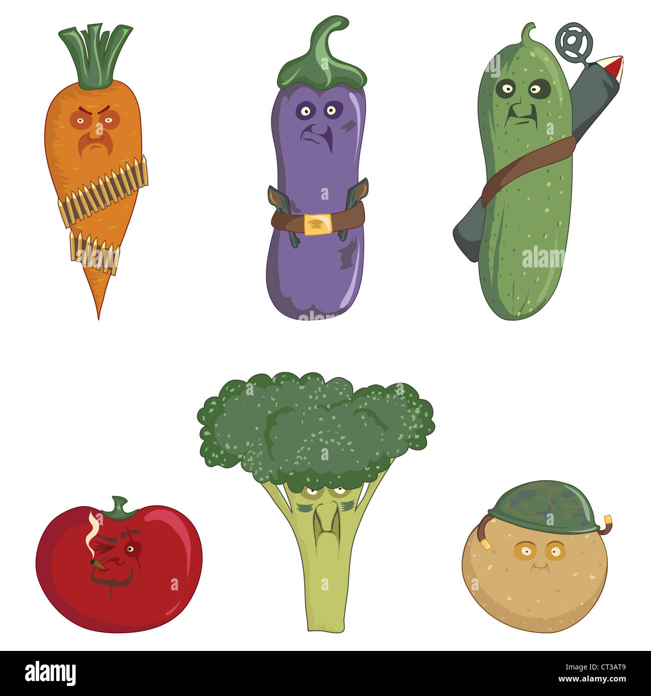 Carrots, eggplant, cucumber, tomato, broccoli, potatoes isolated on a