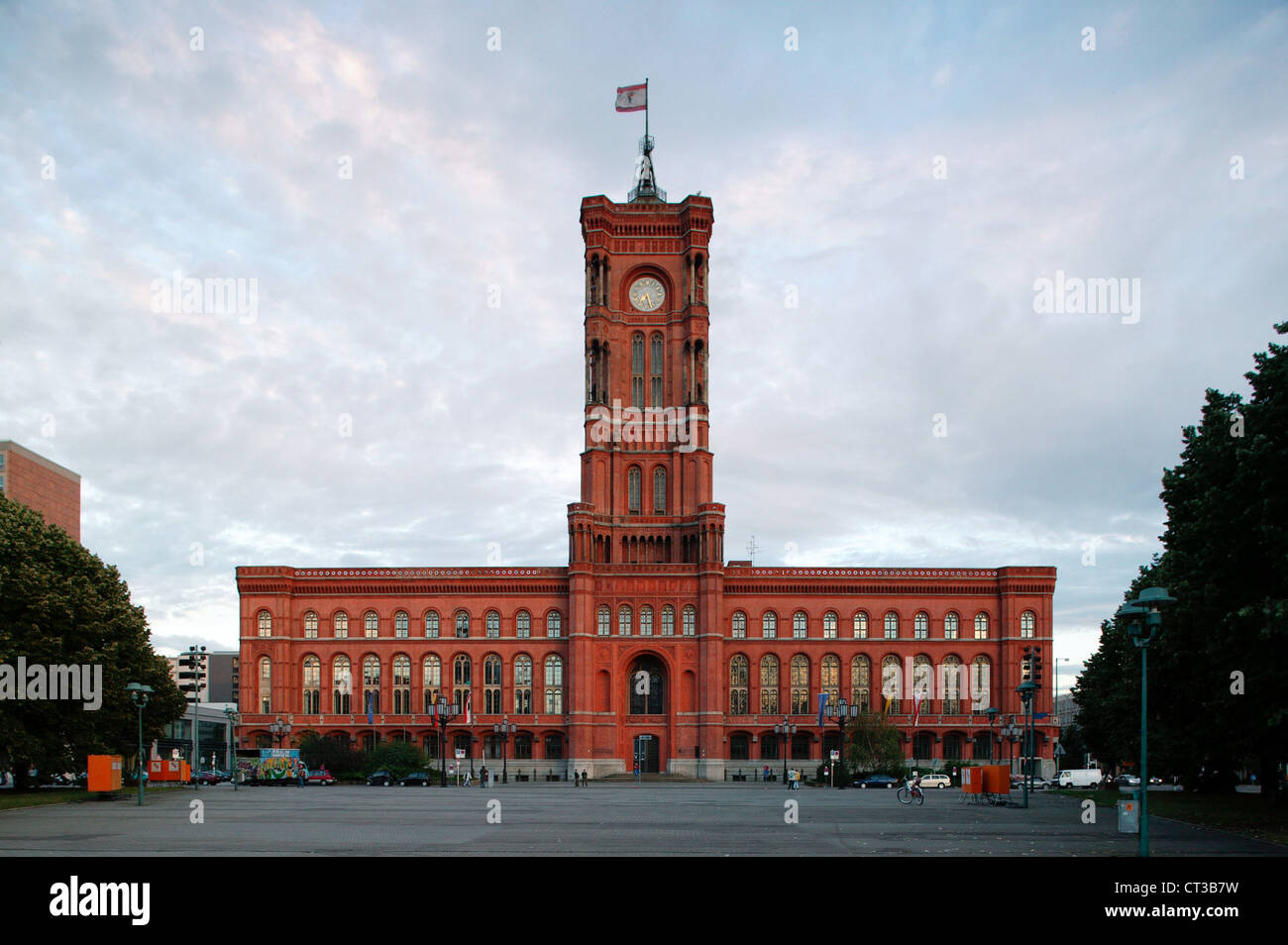 Berlin Red Town Hall and Town Hall Square Stock Photo