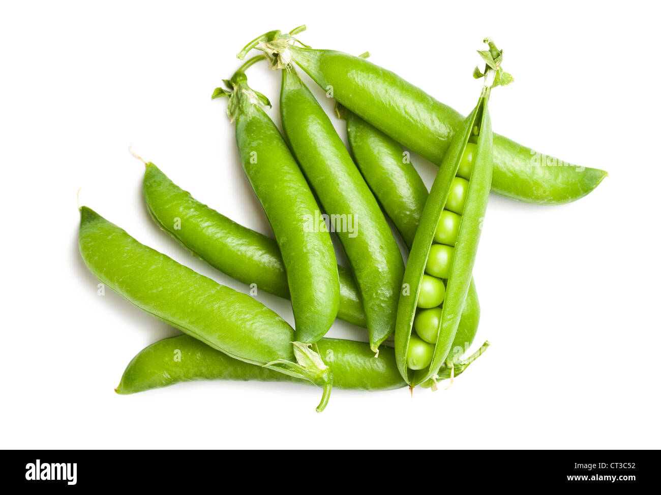 fresh green peas on white background Stock Photo