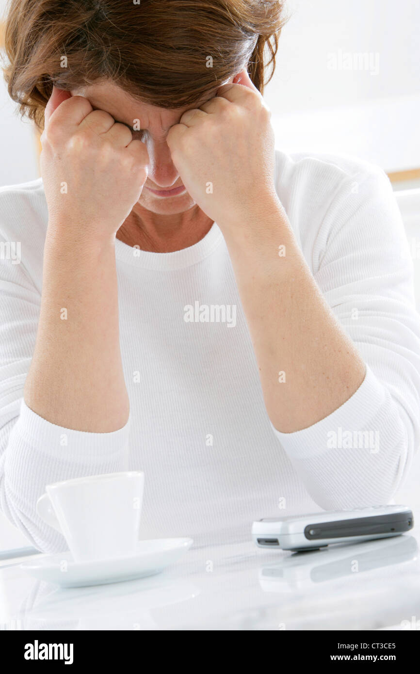 Woman hands face distressed hi-res stock photography and images - Alamy