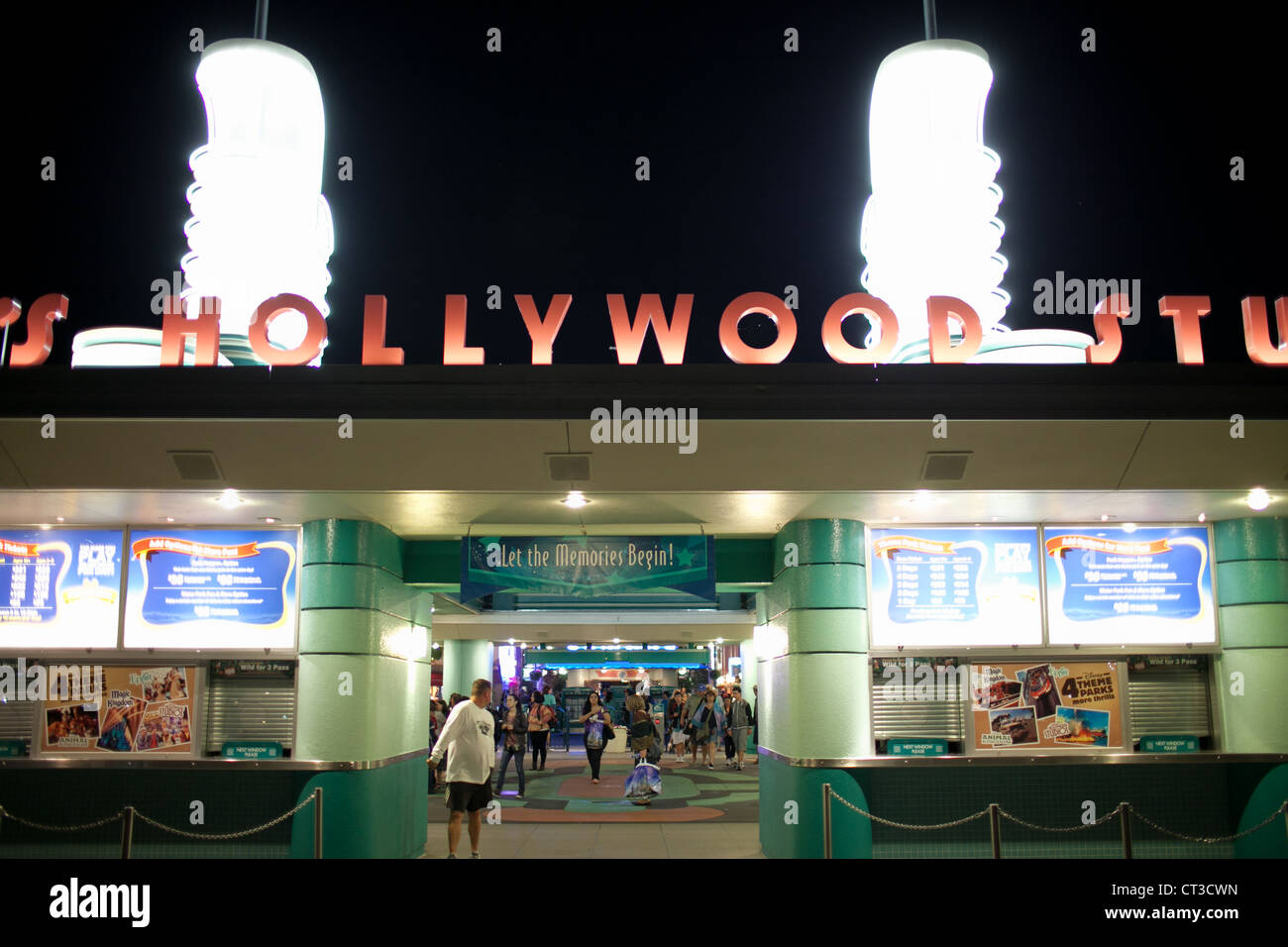 Hollywood Studios Entrance at night, Walt Disney World Theme Park, Orlando, Florida, USA Stock Photo