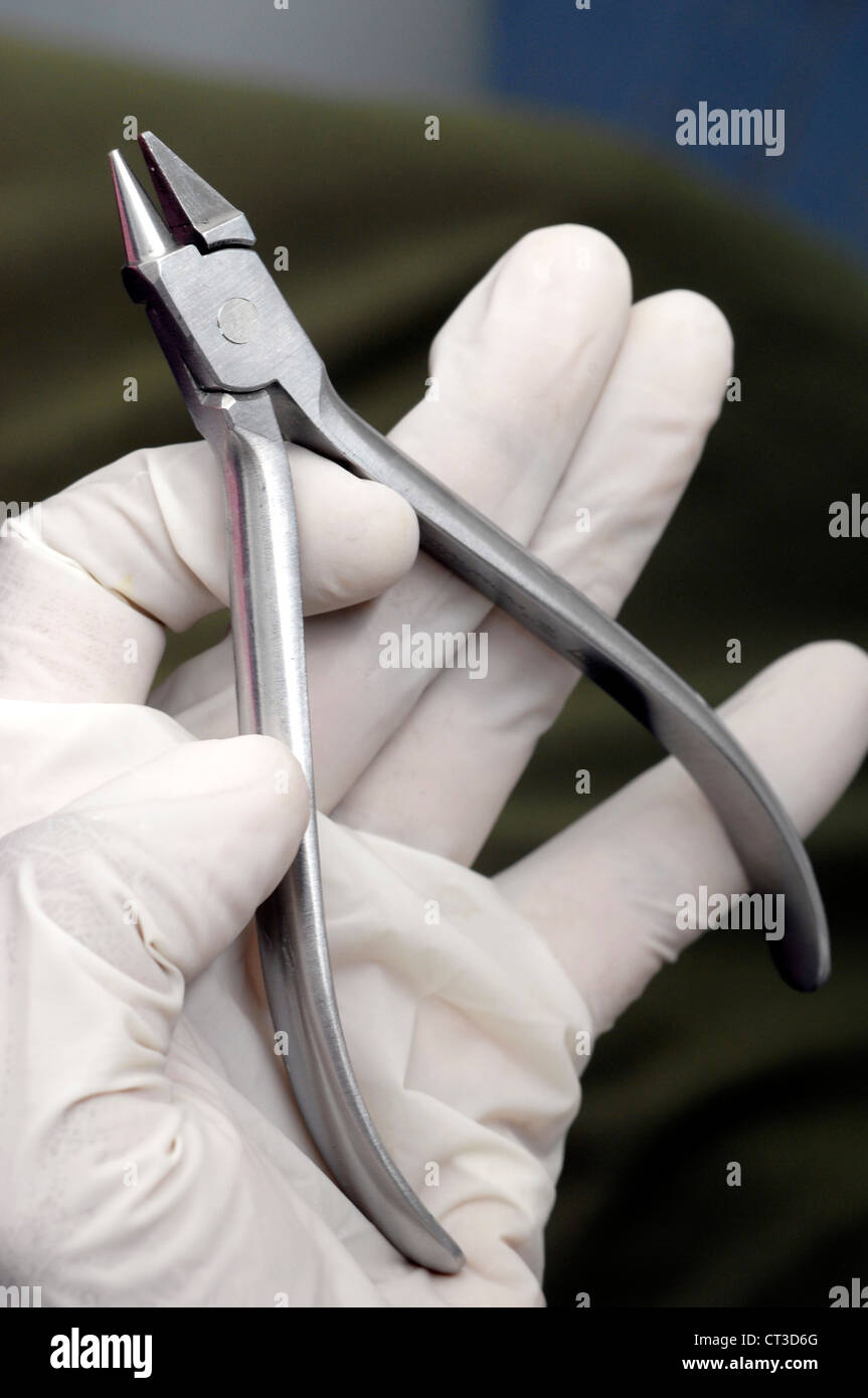 A pair of dentist's pliers. Stock Photo