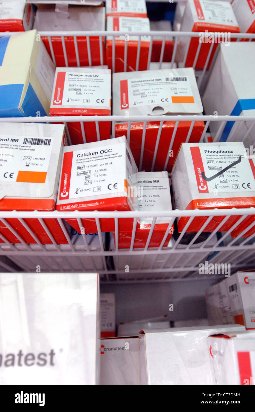 Various laboratory reagents stored in a refrigerator Stock Photo Alamy