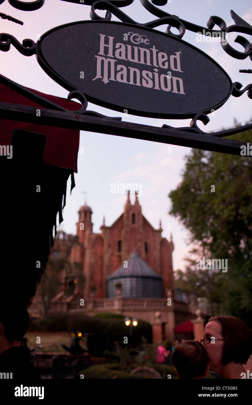 The Haunted Mansion attraction entrance in Magic Kingdom, Disney World, Orlando, Florida Stock Photo