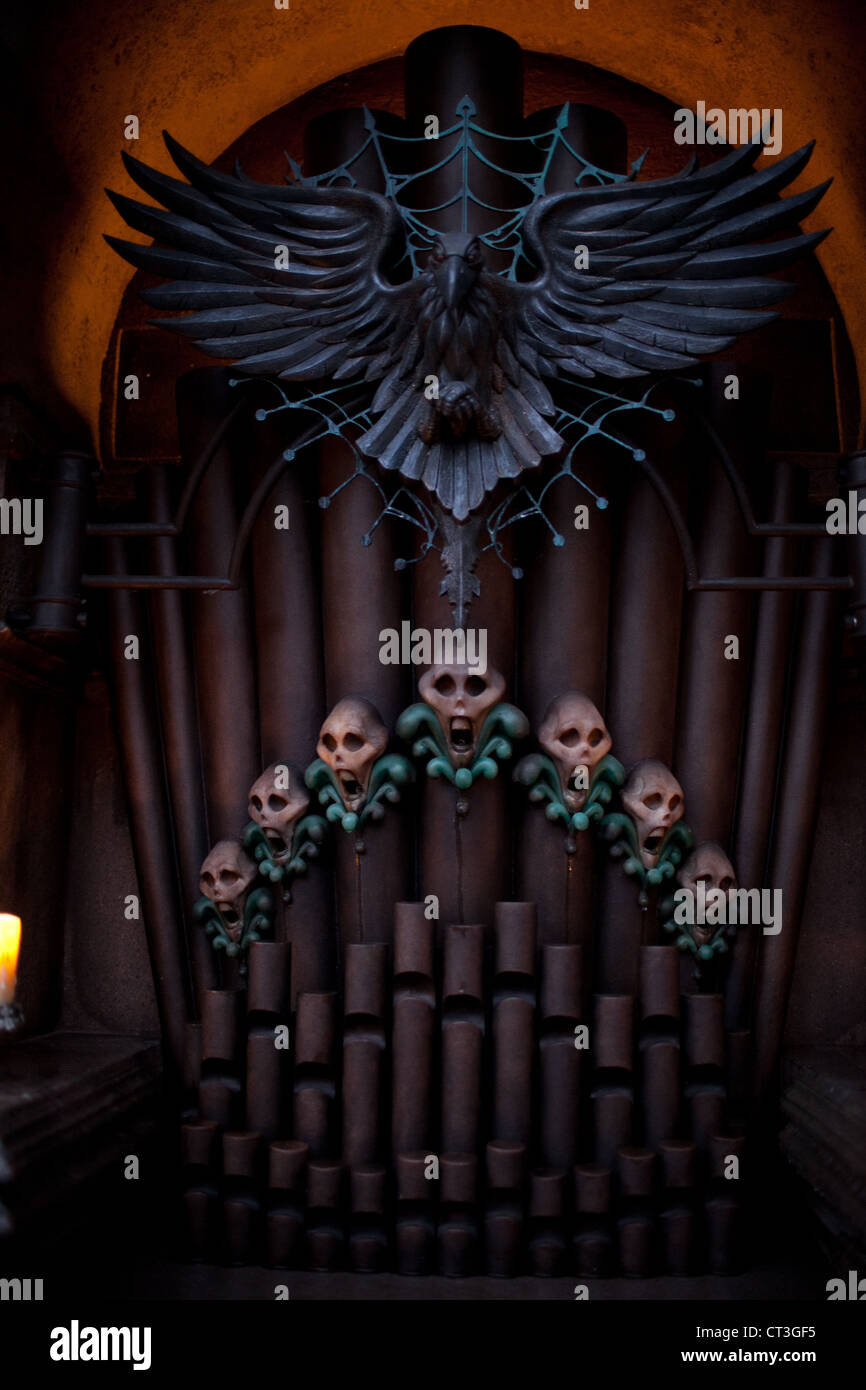Spooky pipe organ in the Hauted Mansion attraction in Magic Kingdom, Disney World, Orlando, Florida Stock Photo