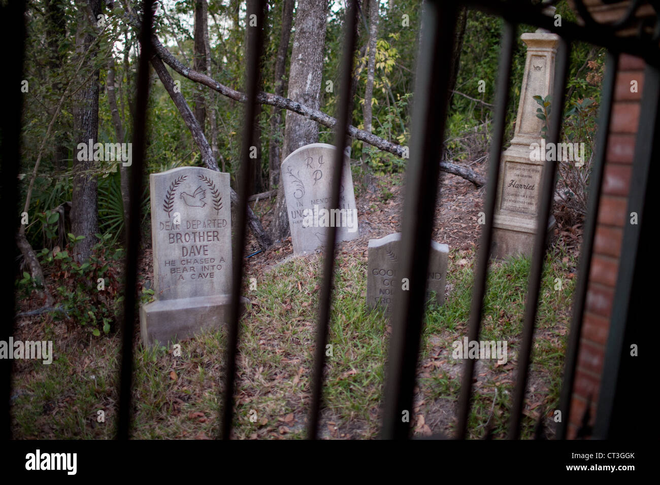 Graves outside the Haunted Mansion attraction in Magic Kingdom, Disney World, Orlando, Florida Stock Photo