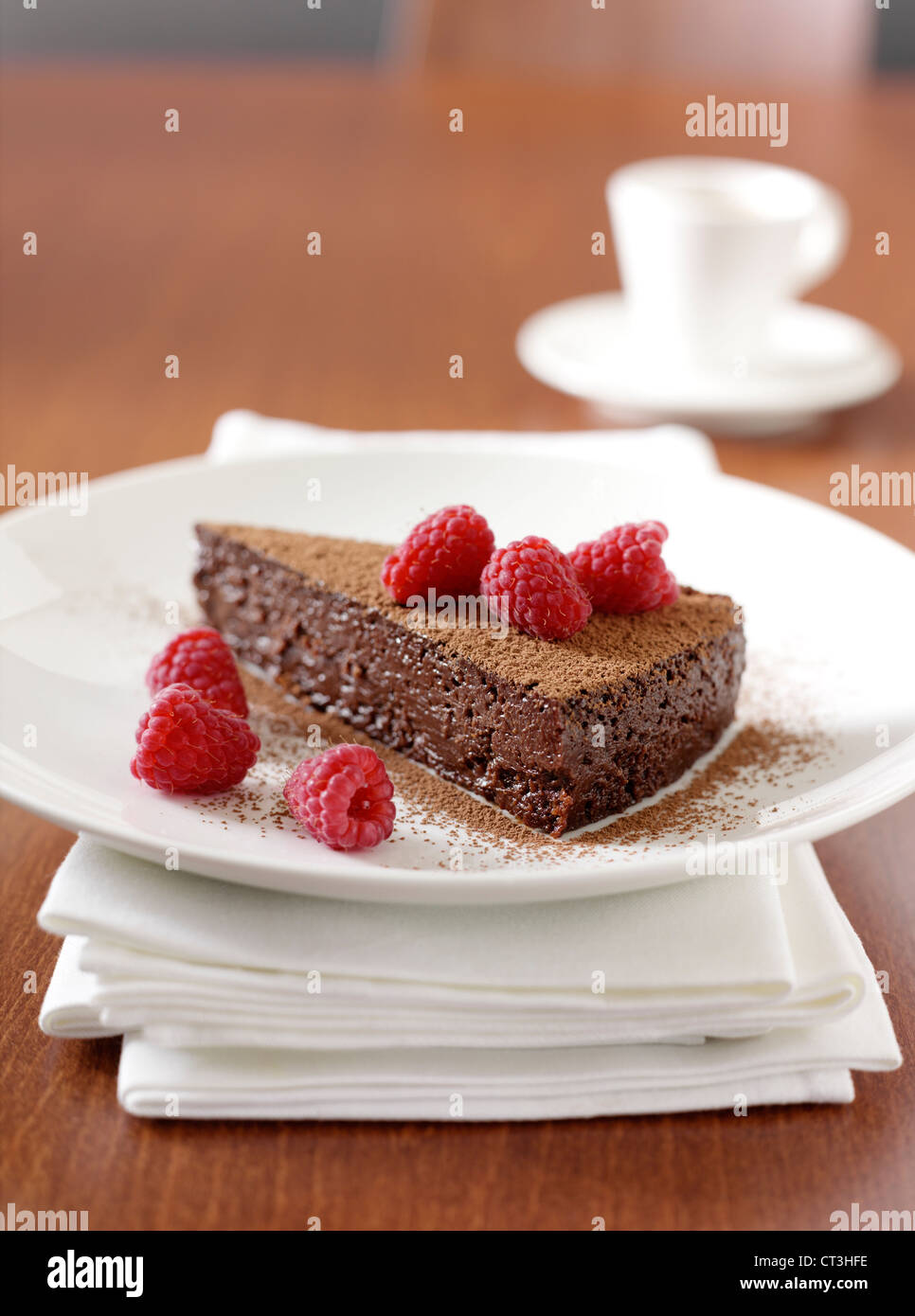 Plate of chocolate cake with berries Stock Photo