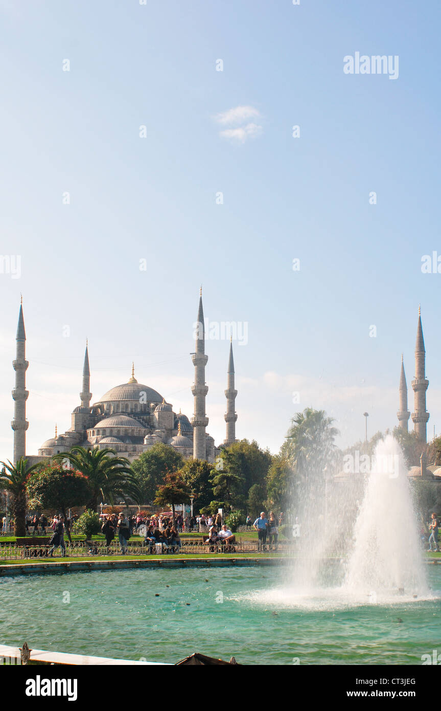 Turkey, Istanbul, Sultan Ahmet Camii, Sultanahmet Park background Blue ...