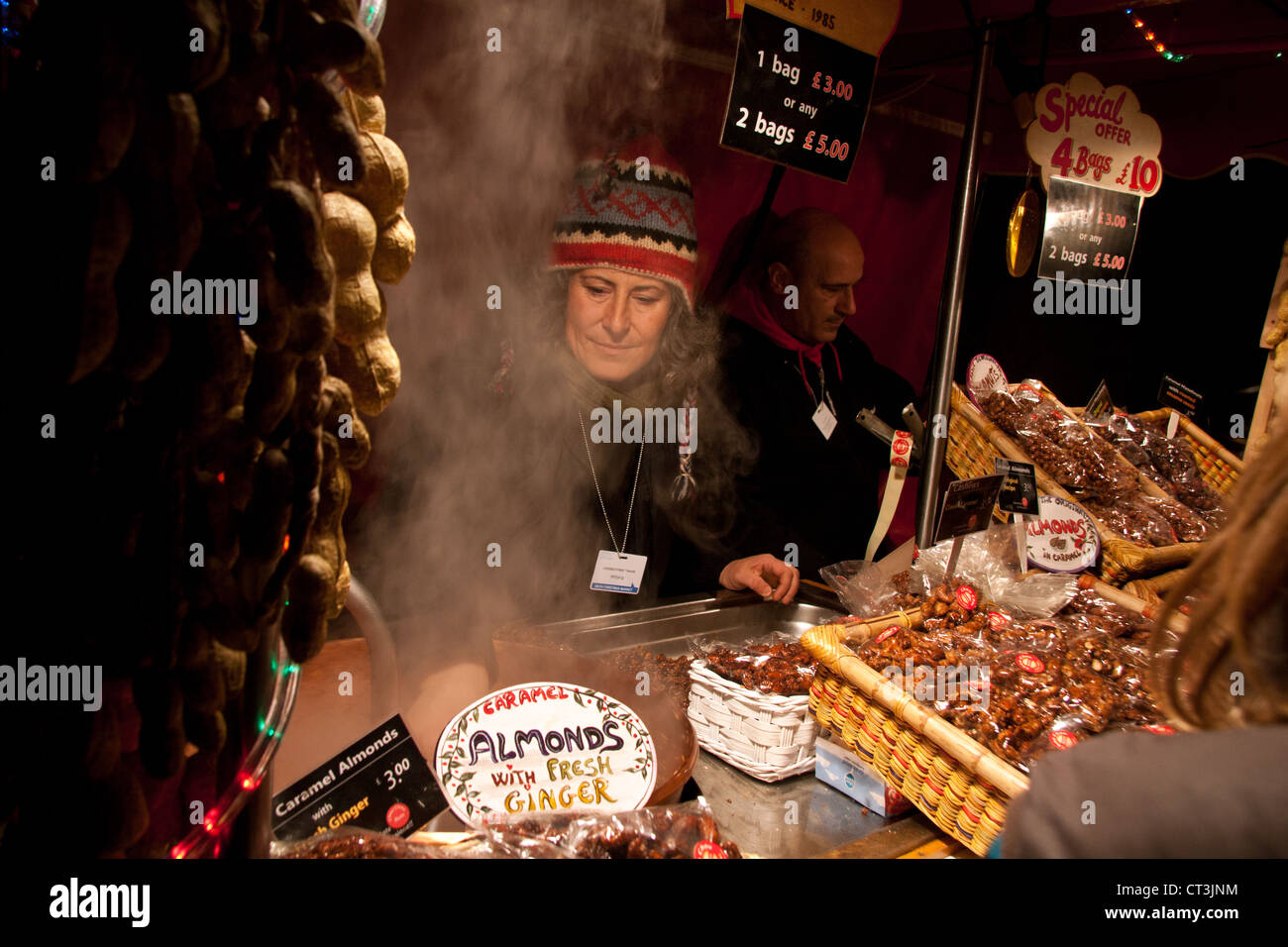 Hot food stall at the 2011 Bath Christmas market Stock Photo Alamy