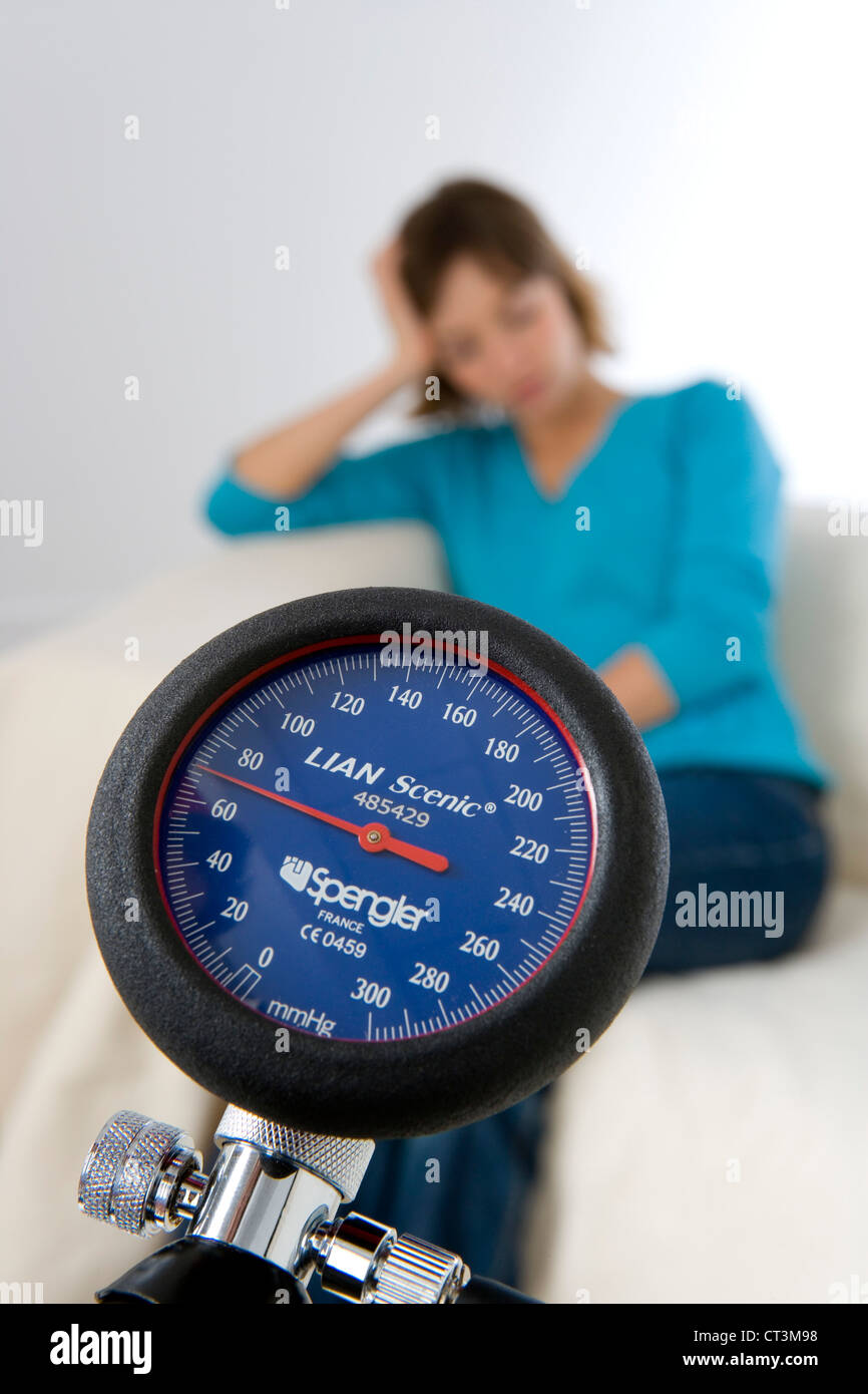 WOMAN WITH LOW BLOOD PRESSURE Stock Photo