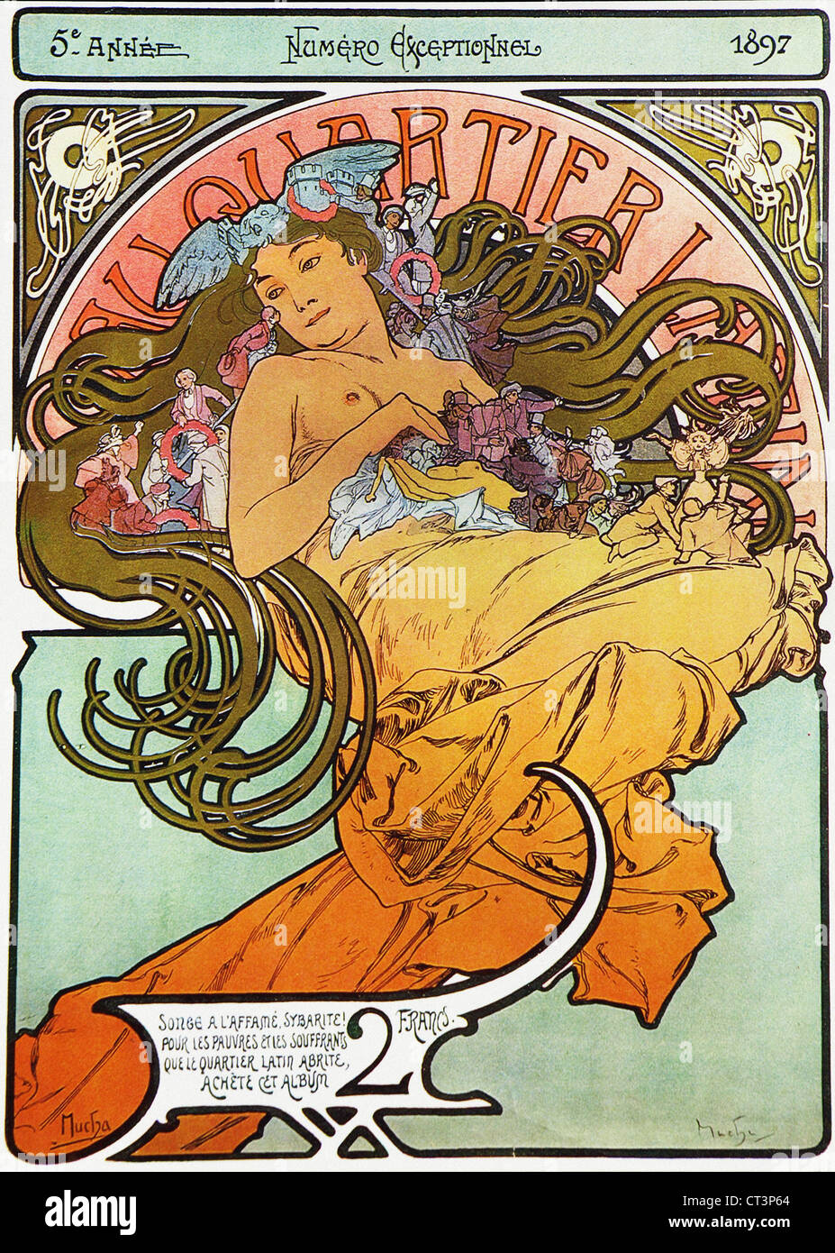 Alphonse Mucha (Alfons Maria) 1860 - 1939 Au Quartier Latin - Newspaper - 1897 Stock Photo