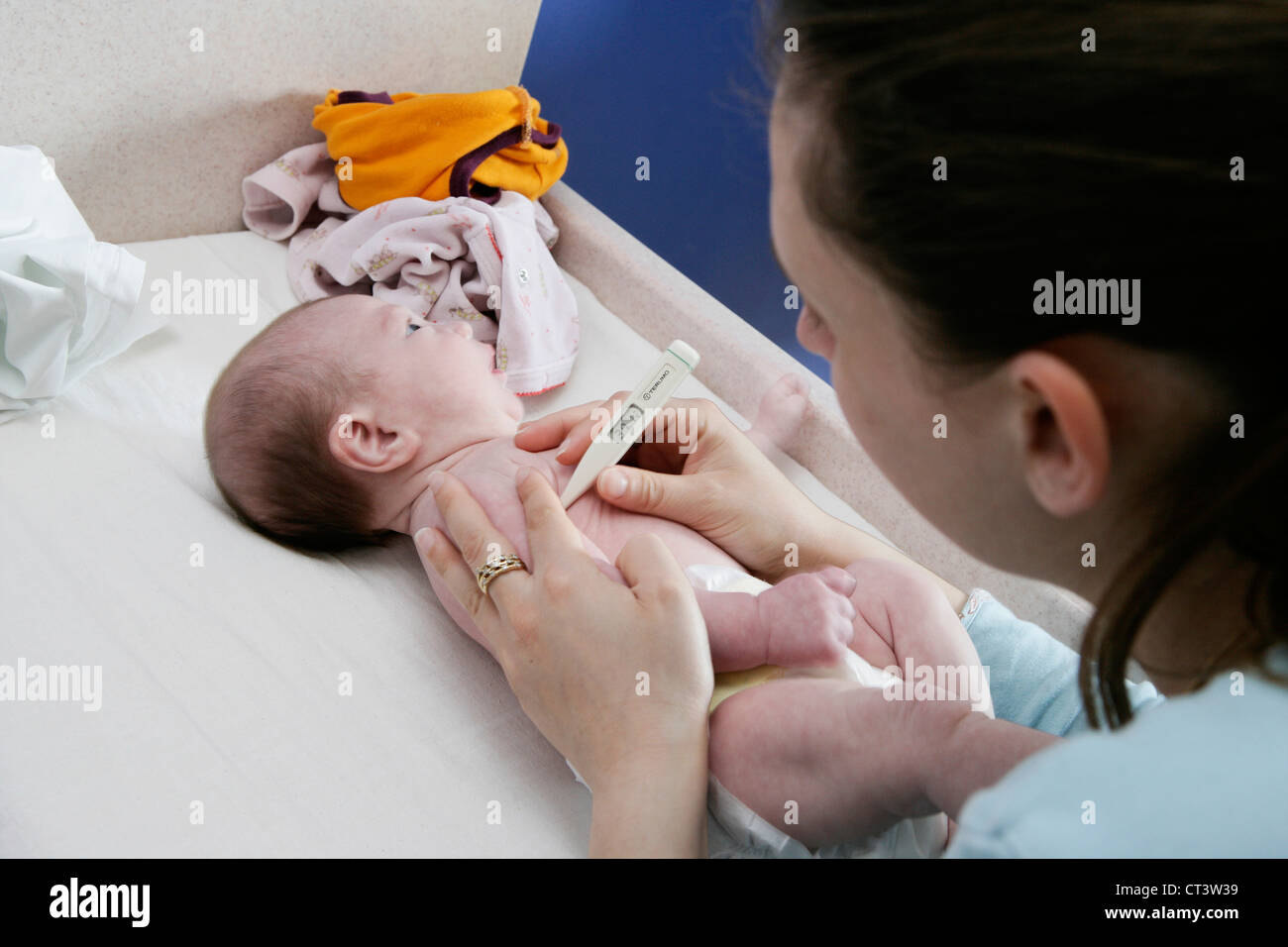 TEMPERATURE, NEWBORN BABY Stock Photo