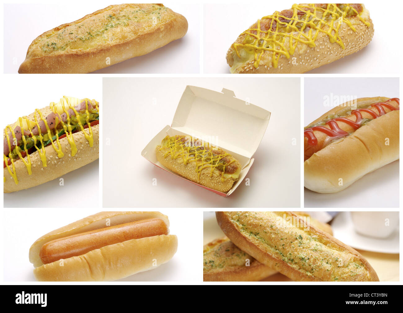 hot dogs collage Stock Photo