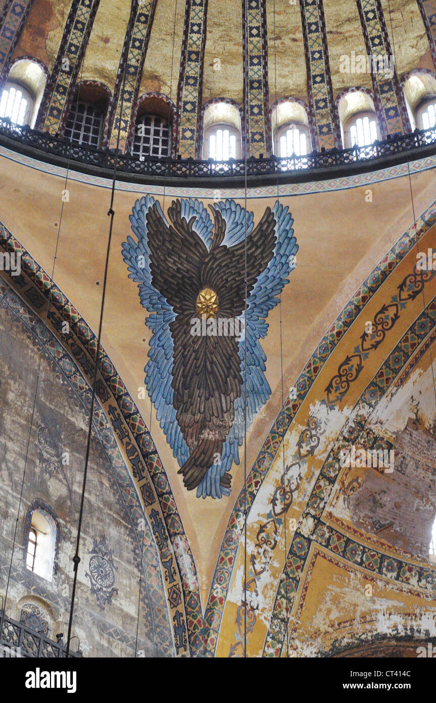 Turkey, Istanbul, Ayasofya Interior View, Painting on a Wall Stock Photo