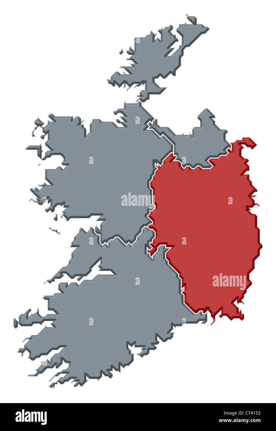 Political map of Ireland with the several provinces where Leinster is