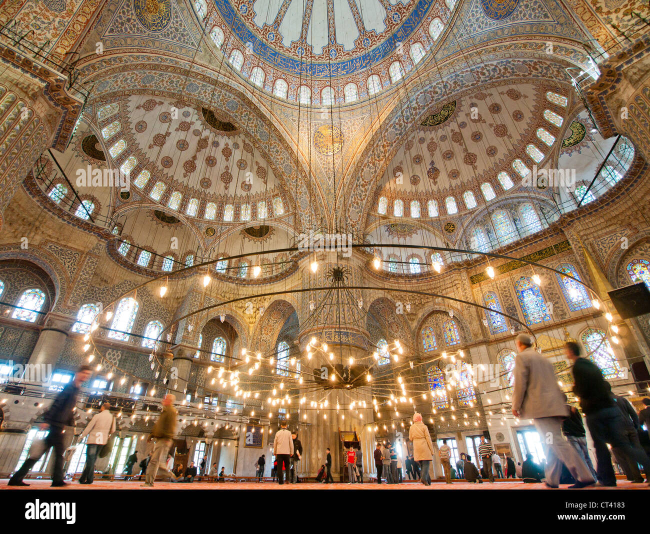 People Inside The Blue Mosque Also Known As Sultan Ahmed