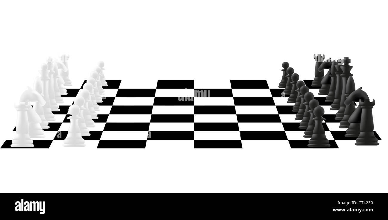 chess board with figures illustration Stock Photo