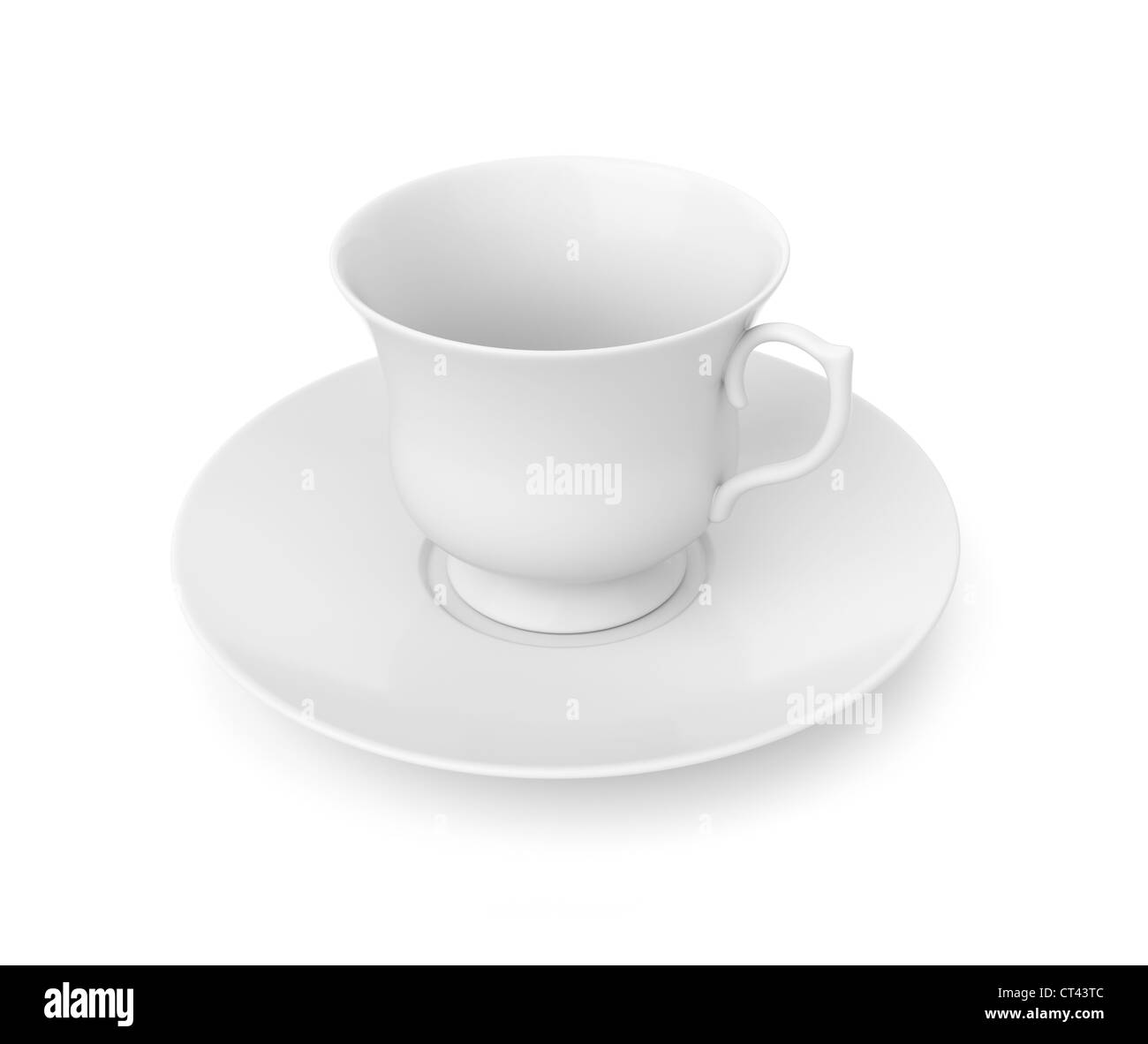 Tea cup on saucer over white background Stock Photo