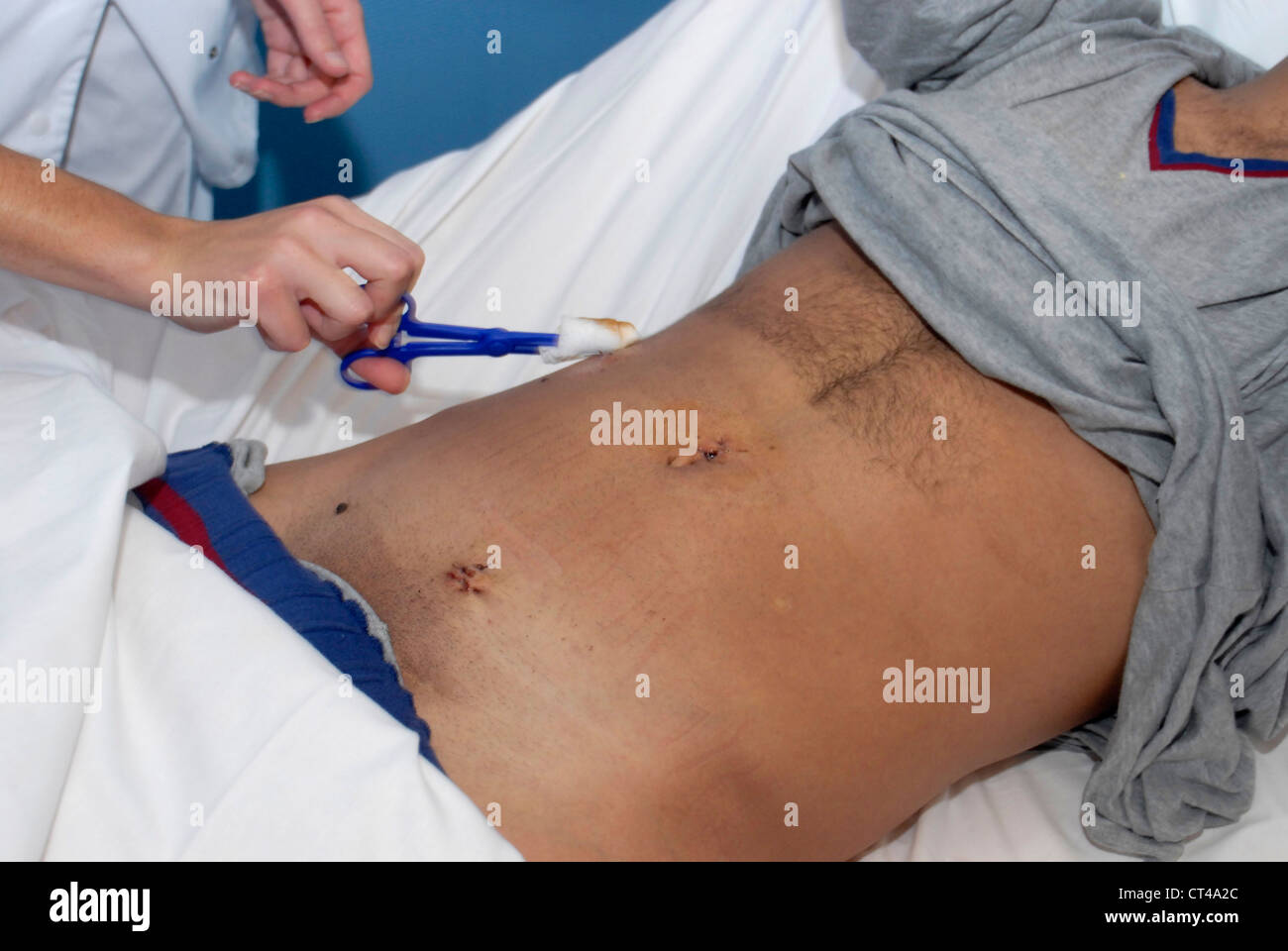 NURSE DISPENSING CARE Stock Photo