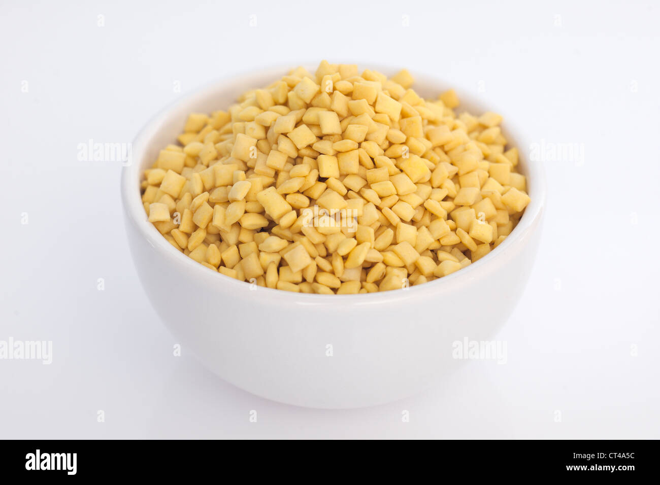 white bowl full of croutons Stock Photo