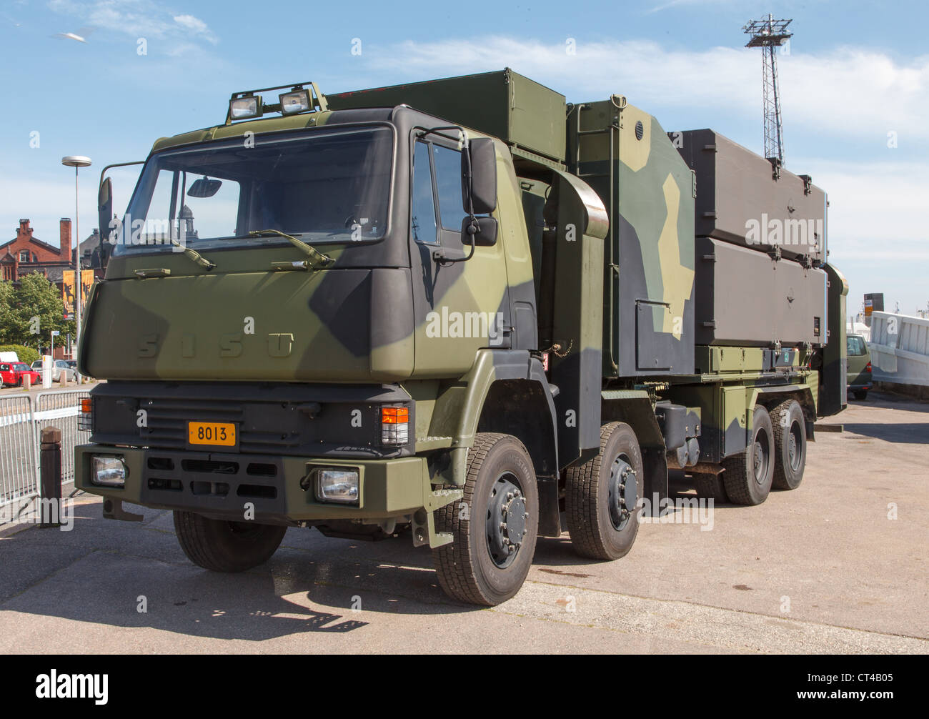 Sisu truck of the Finnish Navy as a platform vehicle of the  RBS-15 SF anti-ship missile system. Stock Photo