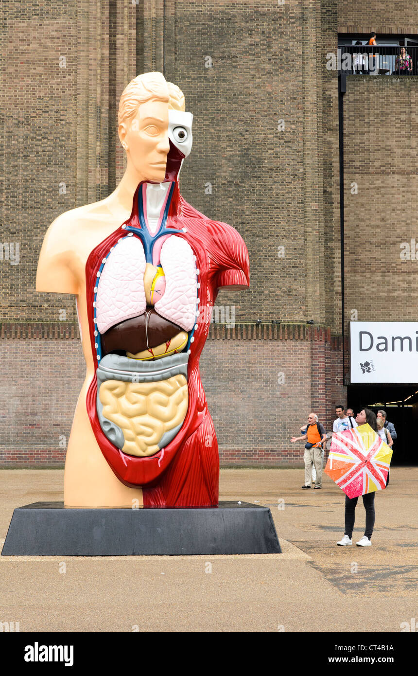 Damien Hirst's sculpture Hymn outside Tate Modern London, England