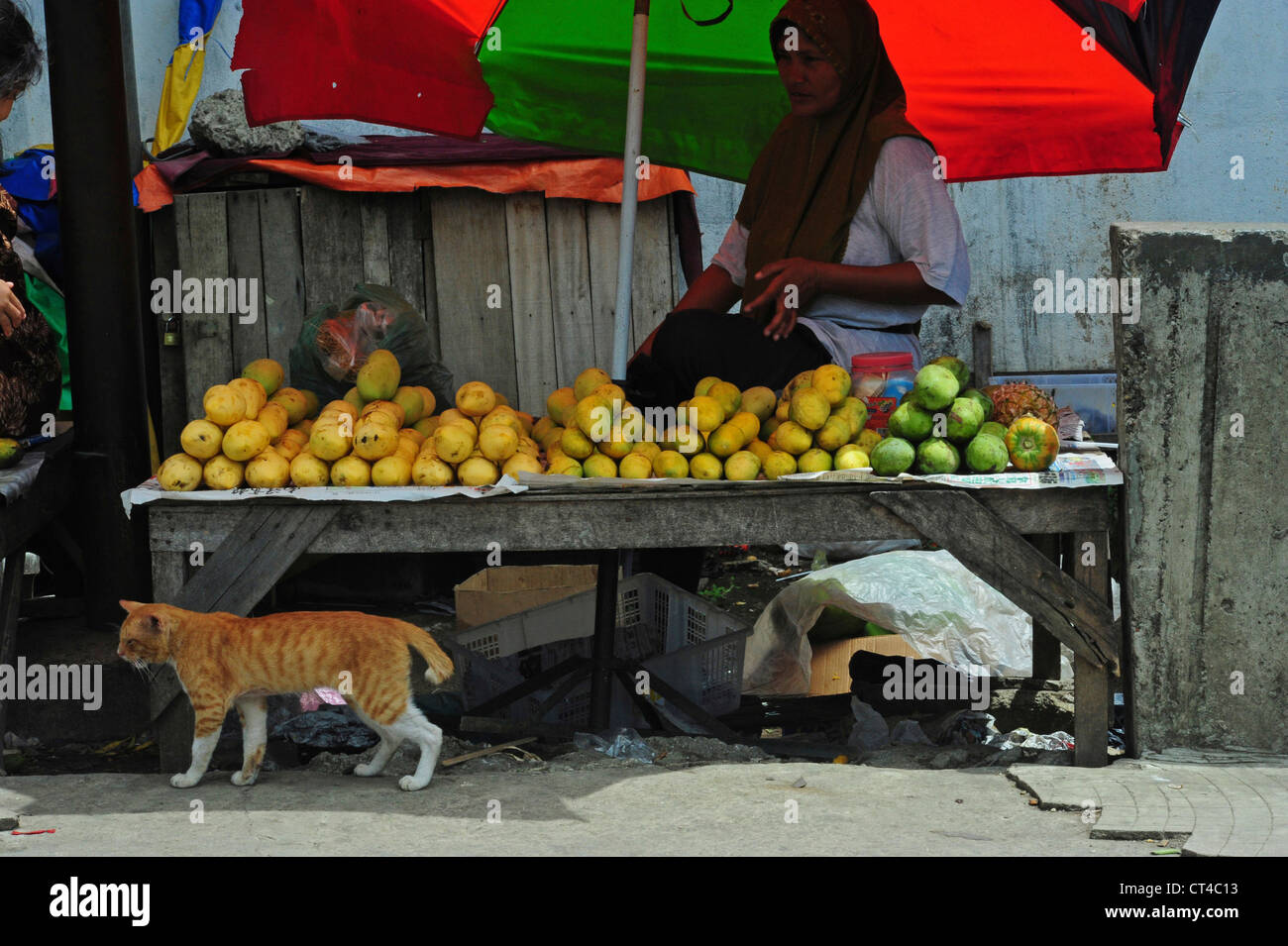 Malaysia, Borneo, Semporna, fruit vendor Stock Photo