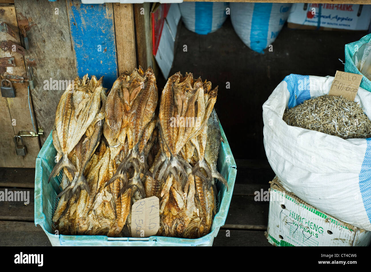 Malaysia, Borneo, Semporna, dried fish at the market Stock Photo