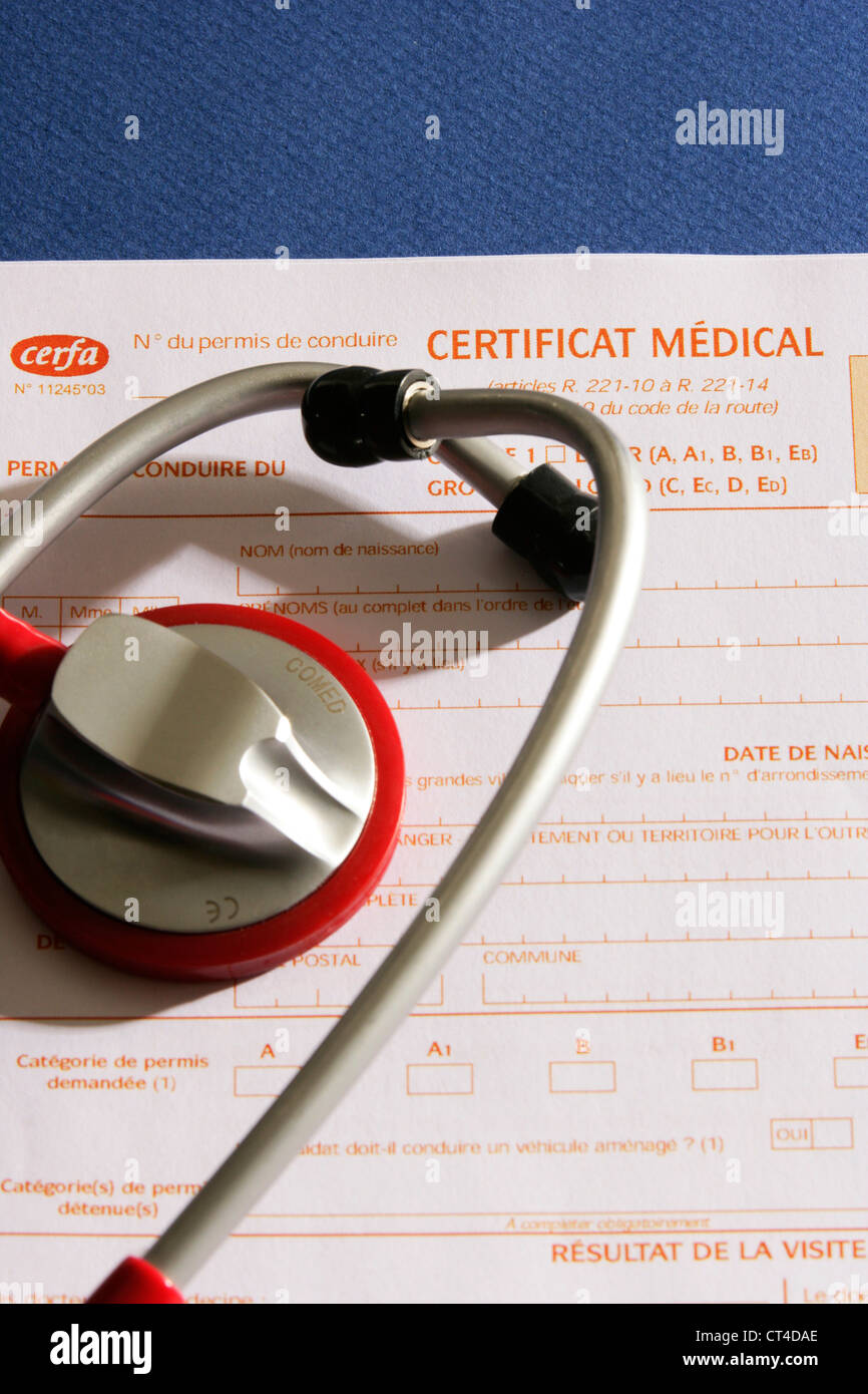 MEDICAL CERTIFICATE FOR DRIVING Stock Photo Alamy