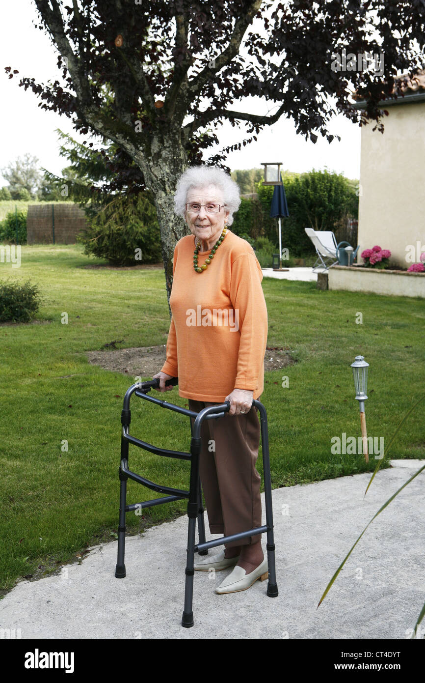 WALKER FOR ELDERLY PERSON Stock Photo