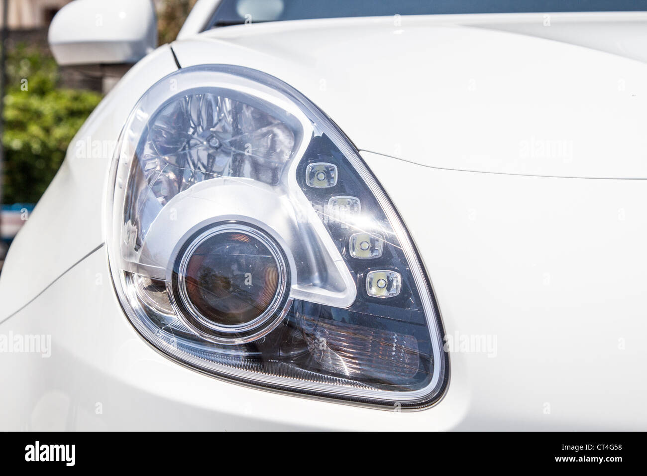 Head lights of a white car Stock Photo - Alamy