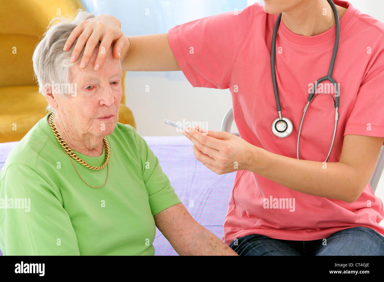 TEMPERATURE ELDERLY PERSON Stock Photo Alamy