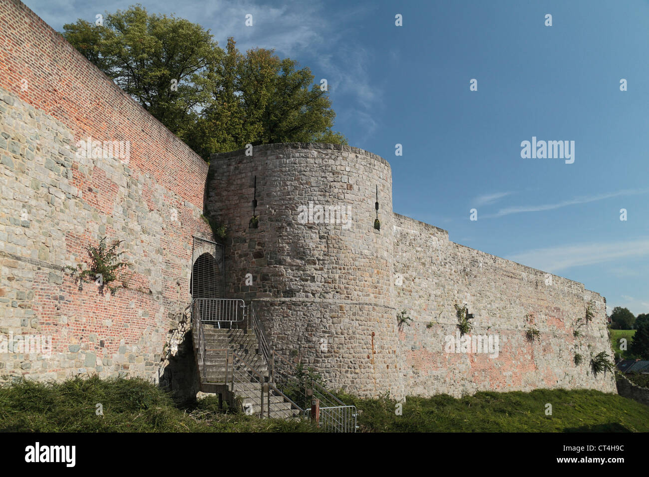 Part of the old city walls of Binche, Hainaut, Wallonia, Belgium Stock ...