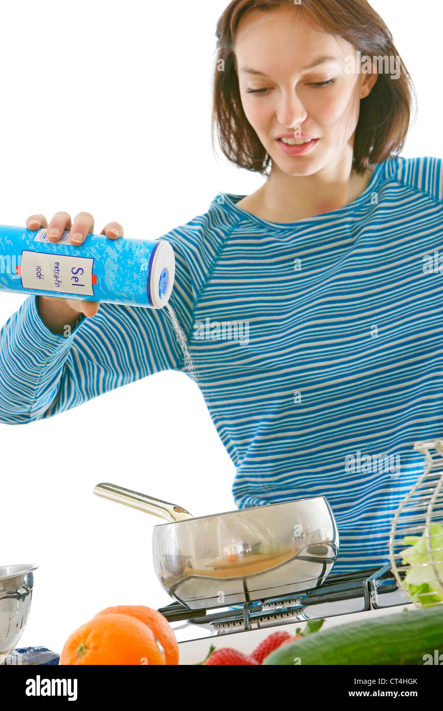 WOMAN IN KITCHEN Stock Photo