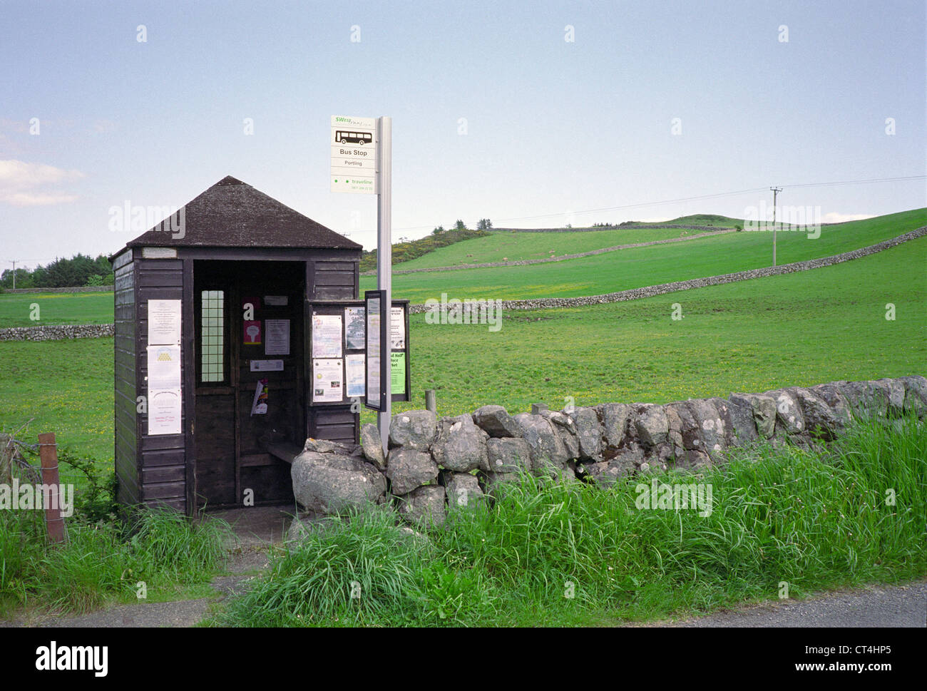 Wooden Bus Shelter Stop On A Country Lane Nr Portling Dumfries And Galloway Scotland Uk Stock Photo Alamy