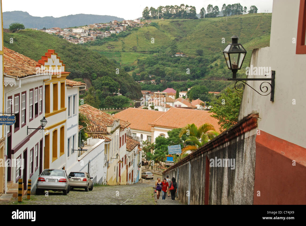 Brazil, Minas Gerais, Ouro Preto, colonial street Stock Photo