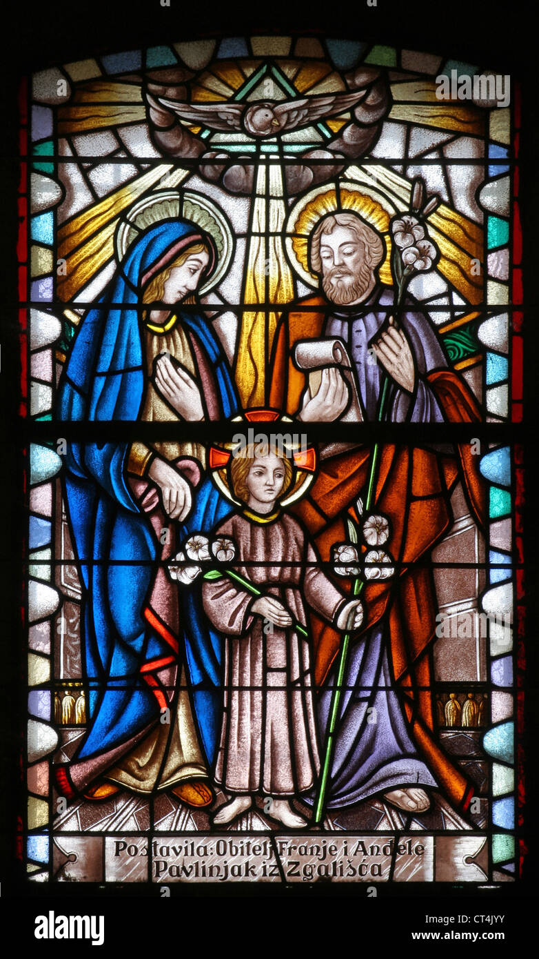 Holy Family, Stained glass Stock Photo - Alamy